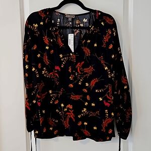 Point Sur J. Crew black floral blouse NWT sz M